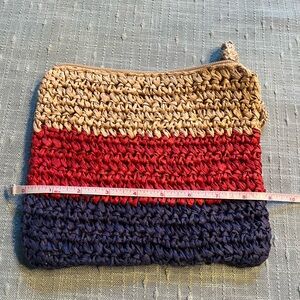 J. Crew Red and Tan Woven Clutch